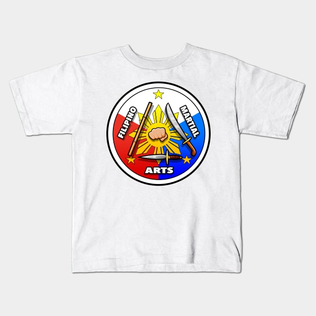 Filipino Martial Arts Logo (classic Filipino Flag style) Kids T-Shirt by YijArt